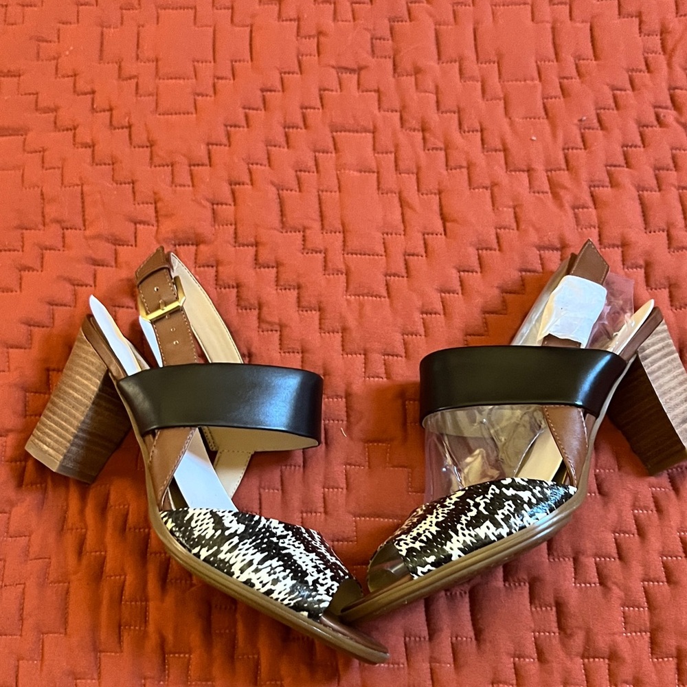 Naturalizer Black and Brown Patterned Heels 9M